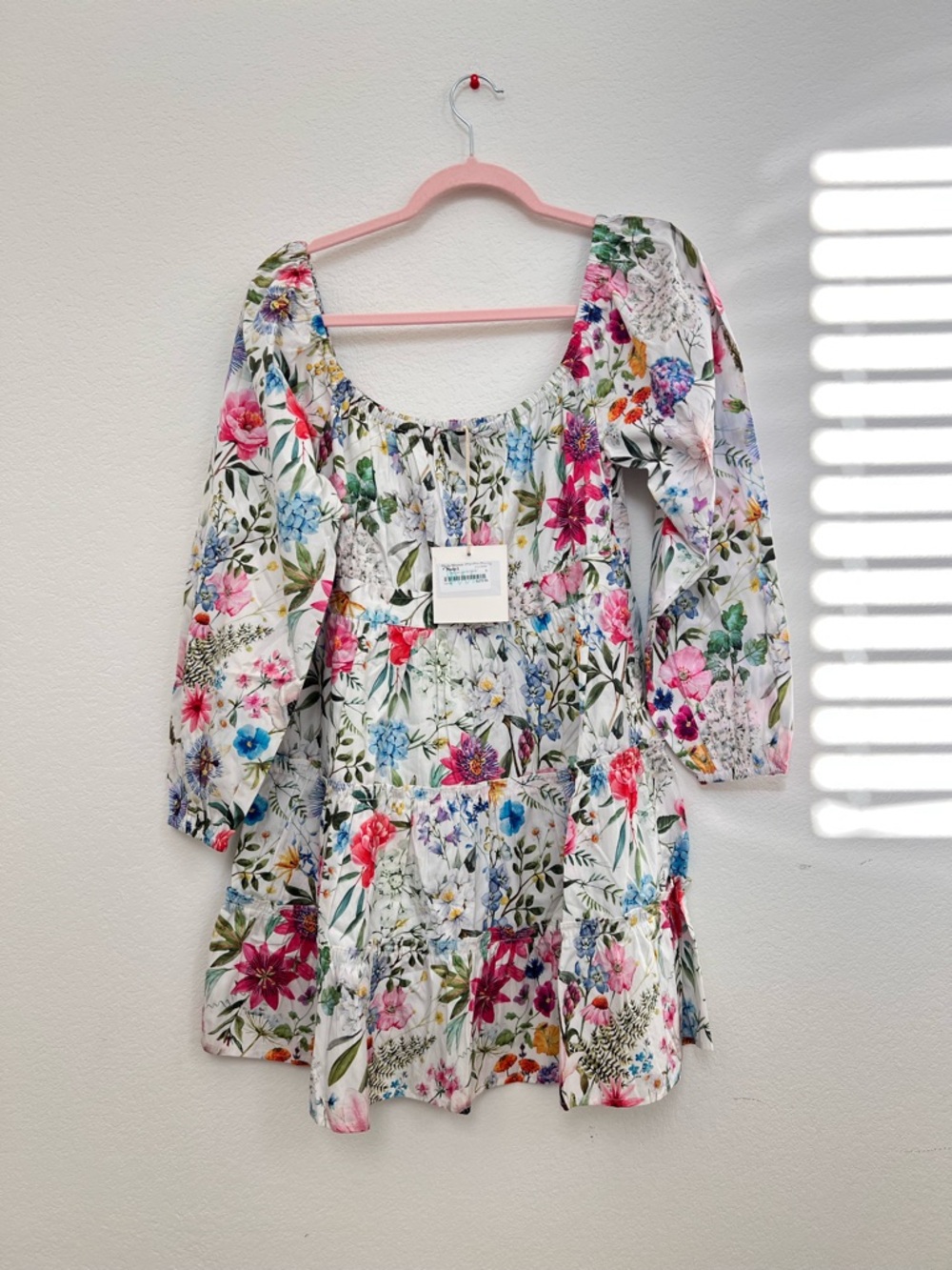 OLIVIA by Livro Cin Cin White Floral Garden Mini Dress Multicolor Cotton‎ Small
